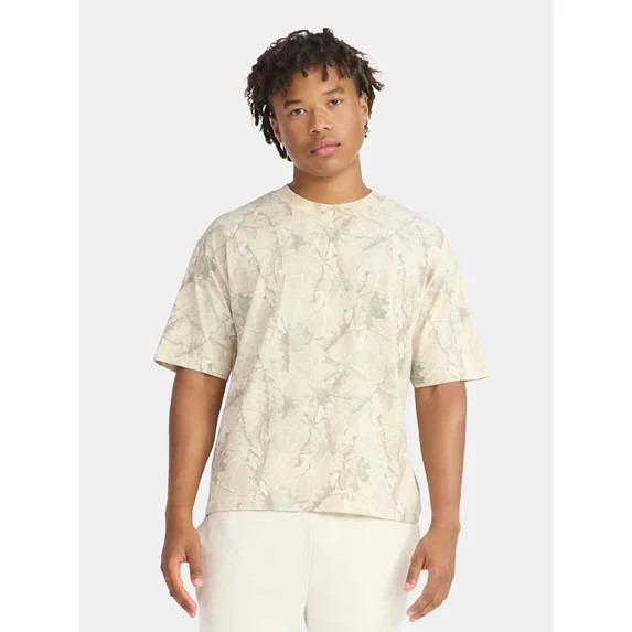 No Boundaries Cotton Oversized Cropped Tee with Short Sleeves, Men's and Big Men's XS-5XL | Walmart (US)