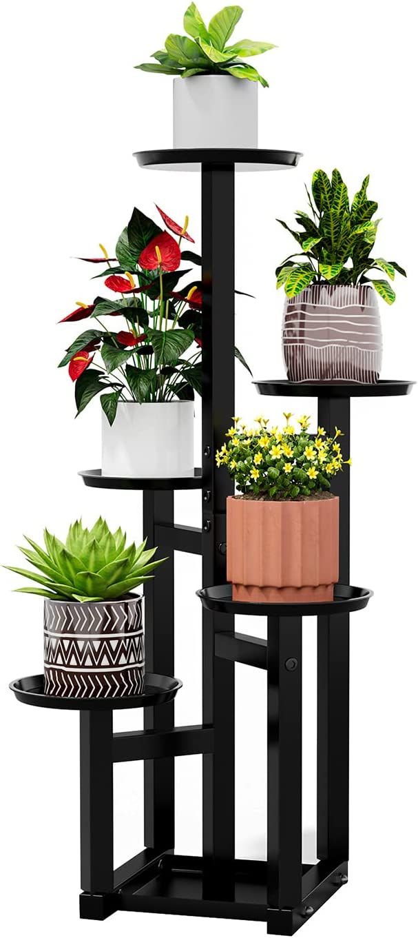 POTEY 5 Tiered Metal Plant Stand Indoor, Tall Plant Shelf Corner Plant Stands for Indoor Plants M... | Amazon (US)