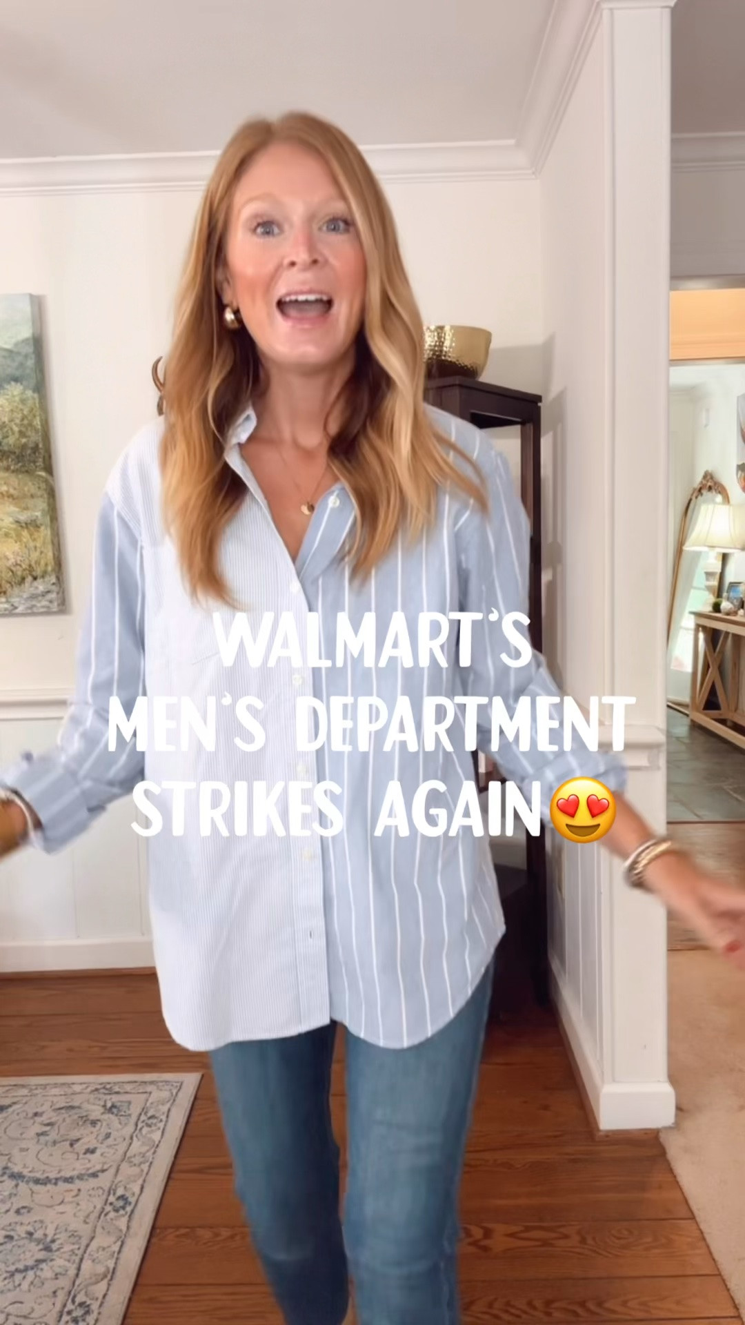 The perfect Oxford shirt in the men’s department at Walmart! I’m in size Large and it’s on sale for $8!!