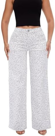 ONESO Mid-Low Rise Baggy Jeans Wide Leg for Women Distressed Pants Stretchy Bottom Lady Basic Com... | Amazon (US)