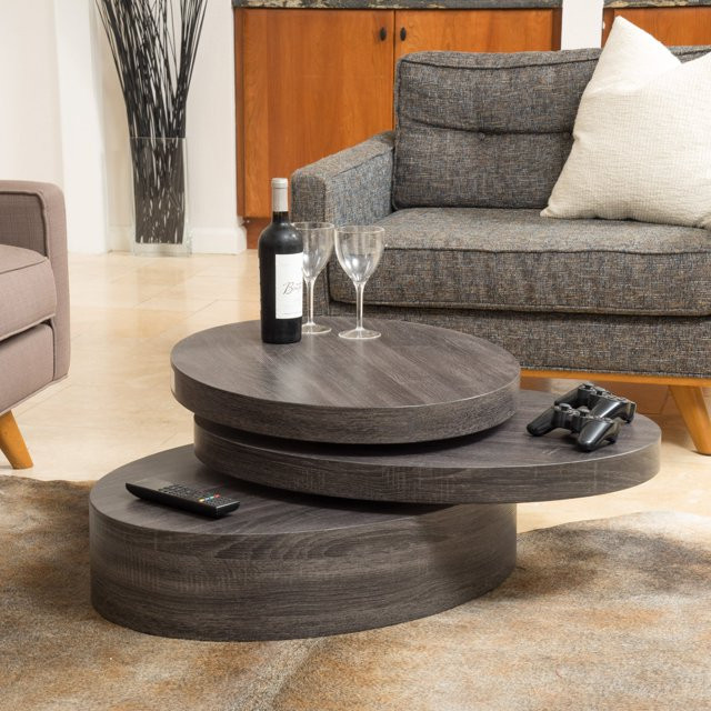 Lenox Oval Mod Rotating Wood Coffee Table | Walmart (US)