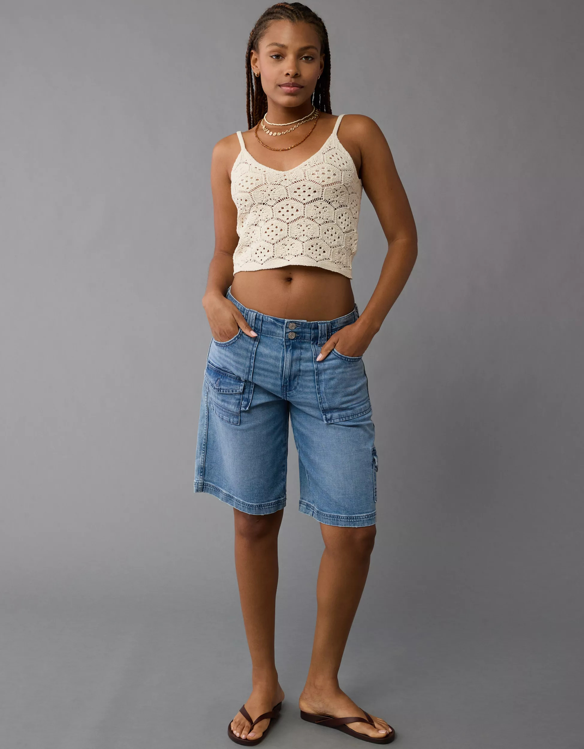 AE V-Neck Crochet Sweater Tank Top | American Eagle Outfitters (US & CA)