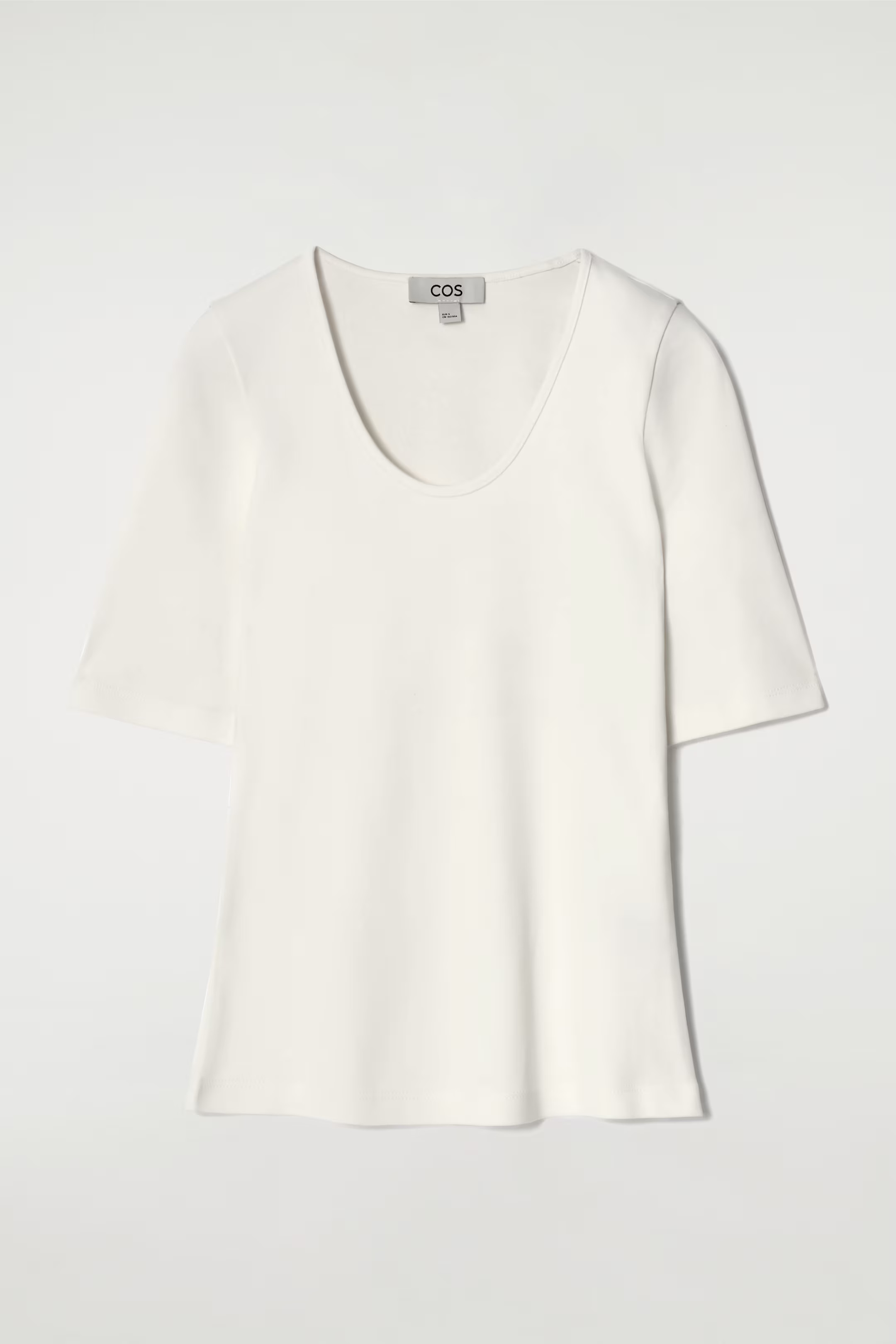 SLIM SCOOP-NECK COTTON T-SHIRT - ECRU | COS (EU)