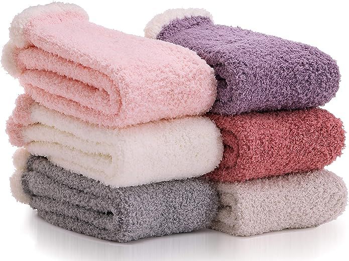 Fuzzy Socks for Women Fluffy Cozy Cabin Winter Warm Slipper Soft Fleece Comfy Thick... | Amazon (US)