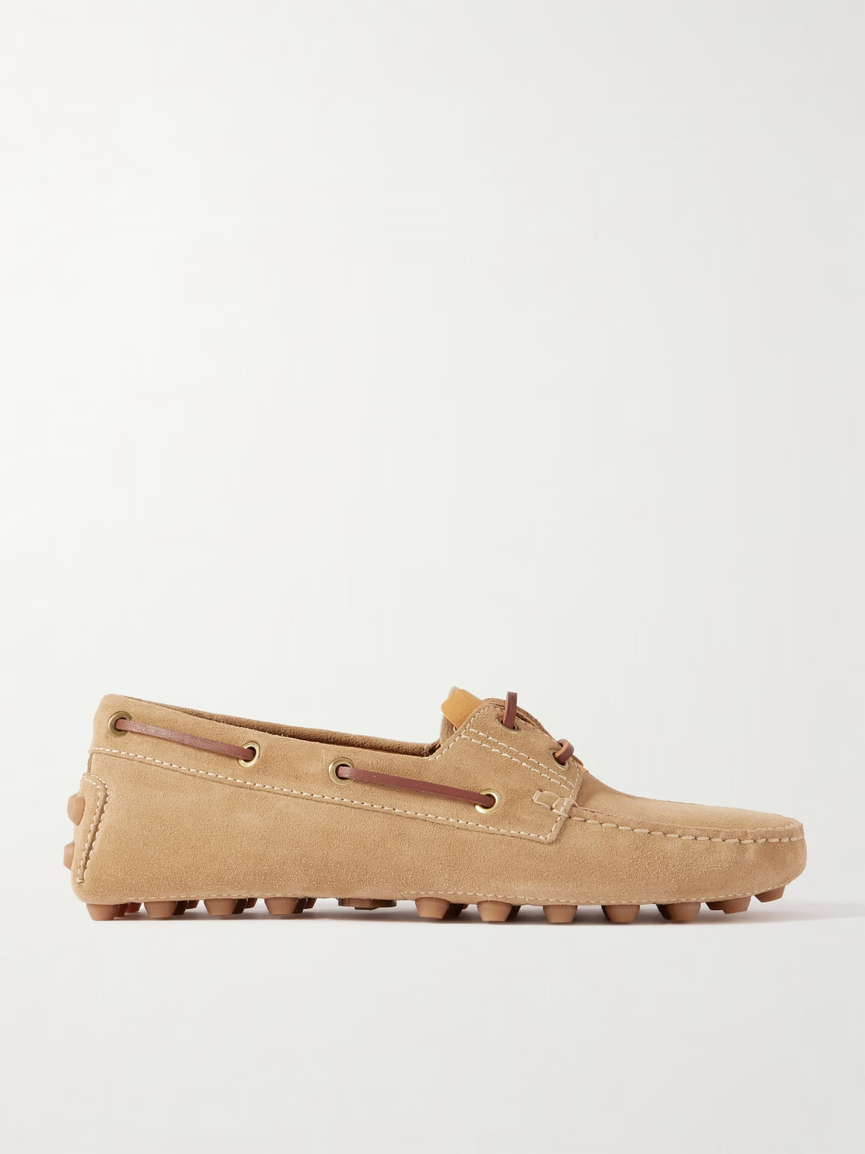 Tod's - Gommino Leather-trimmed Suede Loafers - Brown | NET-A-PORTER (US)