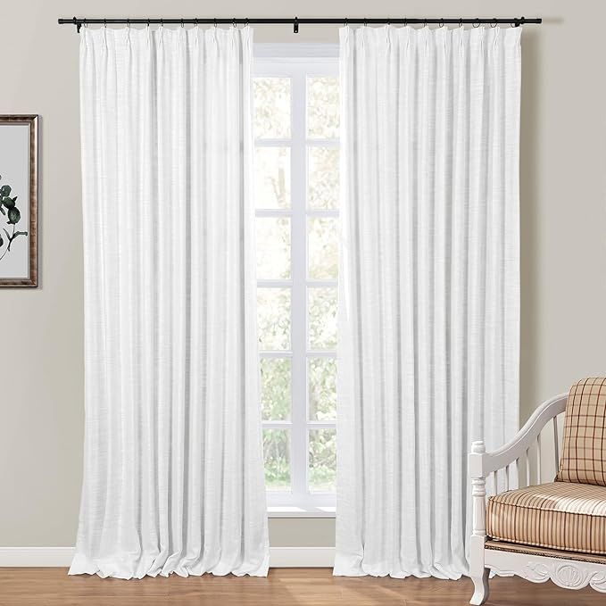 TWOPAGES Pinch Pleated Curtain 90 Inches Long Off White Linen Blend Light Filtering Room Darkenin... | Amazon (US)