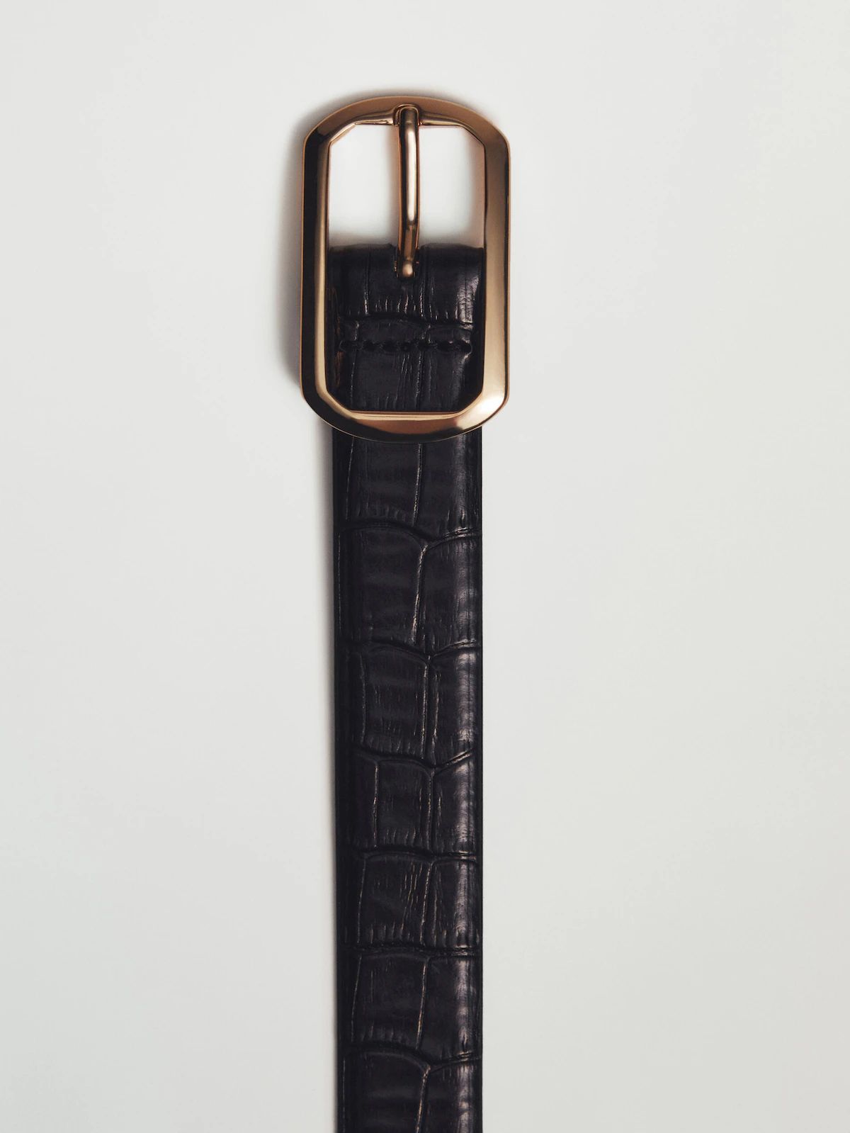 Embossed mock croc leather belt with octagon buckle | Massimo Dutti (US)
