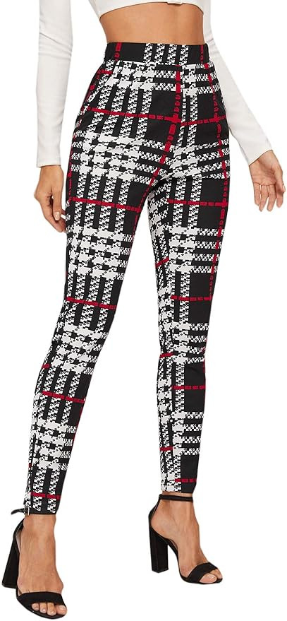 SweatyRocks Women's Casual Skinny Leggings Stretchy High Waisted Work Pants | Amazon (US)