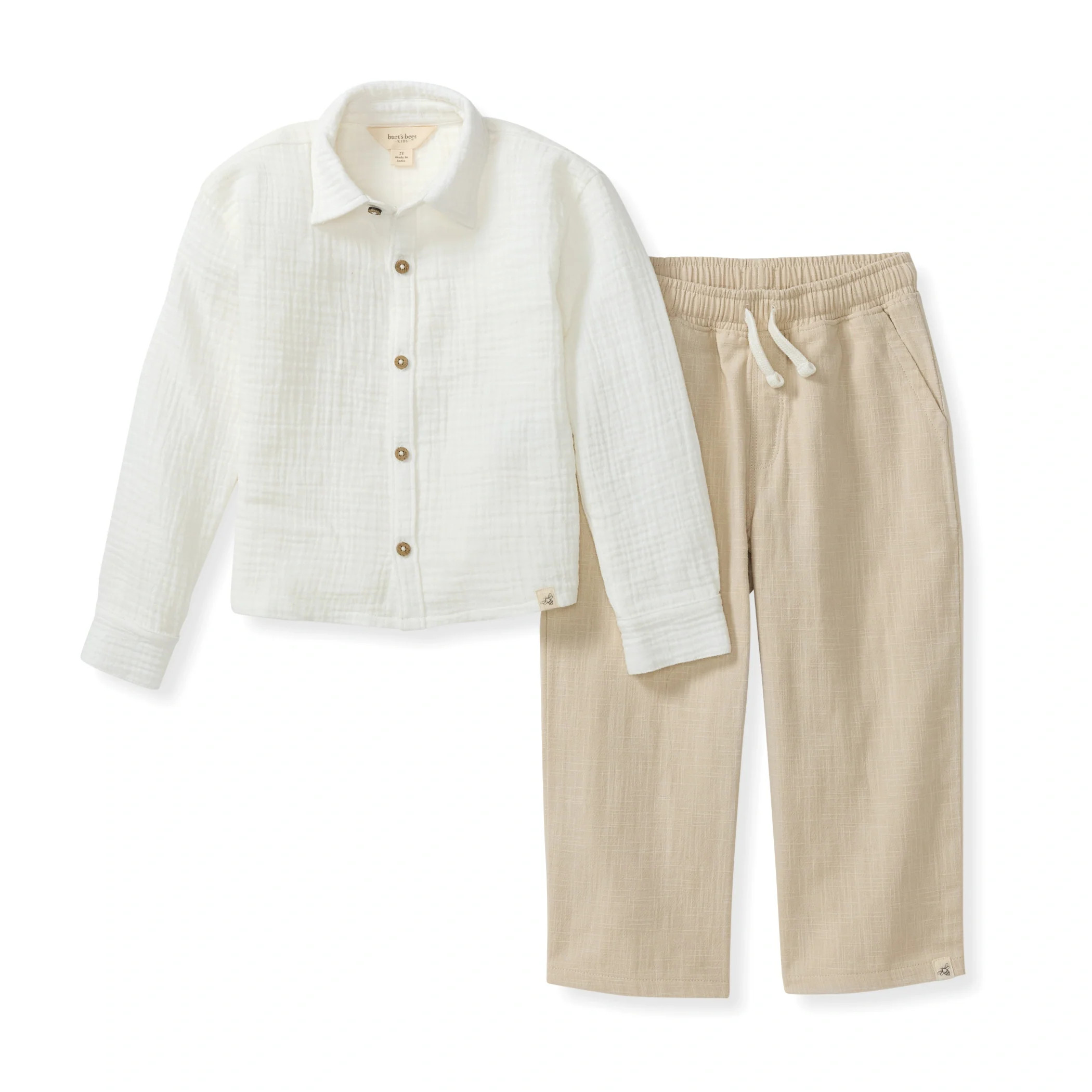 Button Down Boy Shirt & Pants Set | Burts Bees Baby