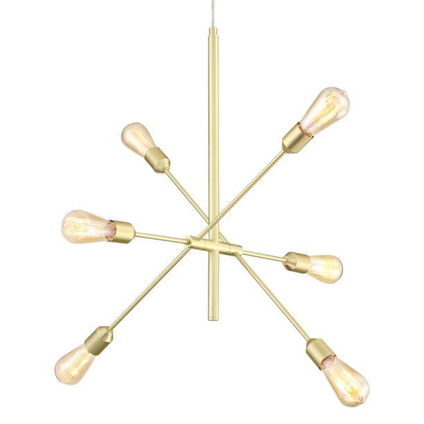 Possini Euro Design Brass Sputnik Pendant Chandelier 27 1/2" Wide Modern Mid Century 6-Light Fixt... | Walmart (US)