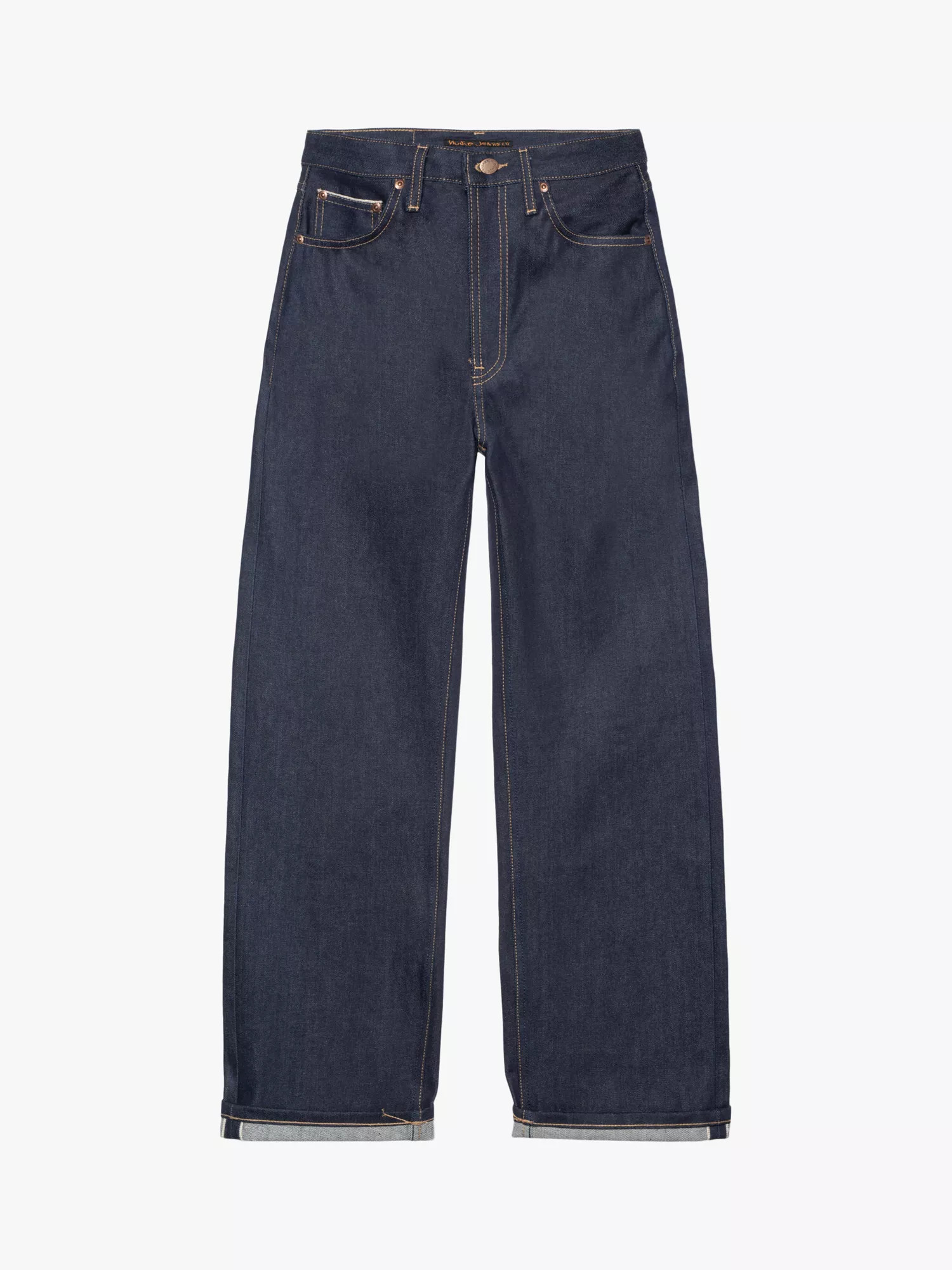 Nudie Jeans Clean Eileen Twilight Selvage Wide Leg Jeans, Dark Blue | John Lewis (UK)