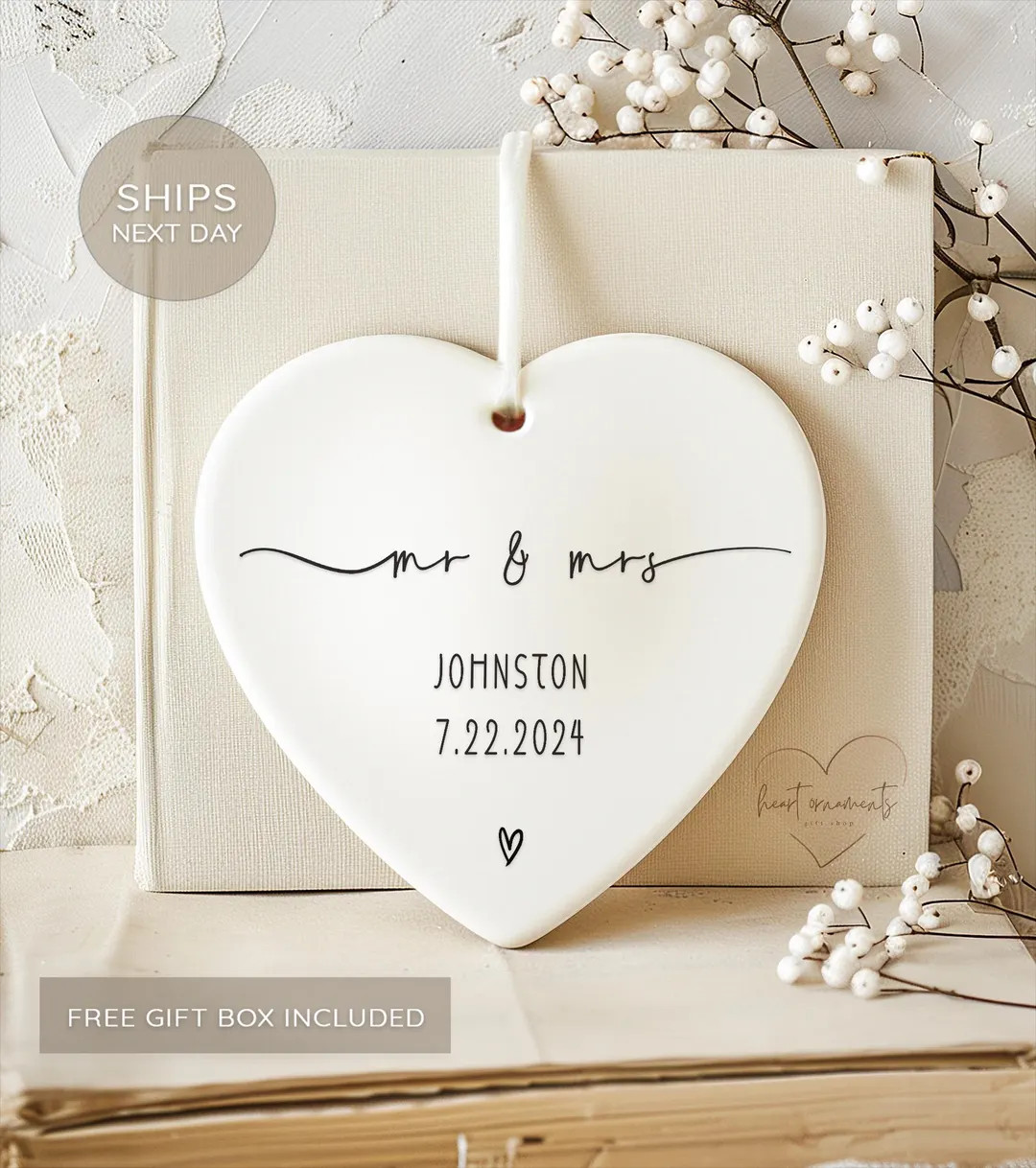 Mr. & Mrs. Married Ornament 2024 Personalized Script Married Christmas Ornament W/ Names and Date... | Etsy (US)