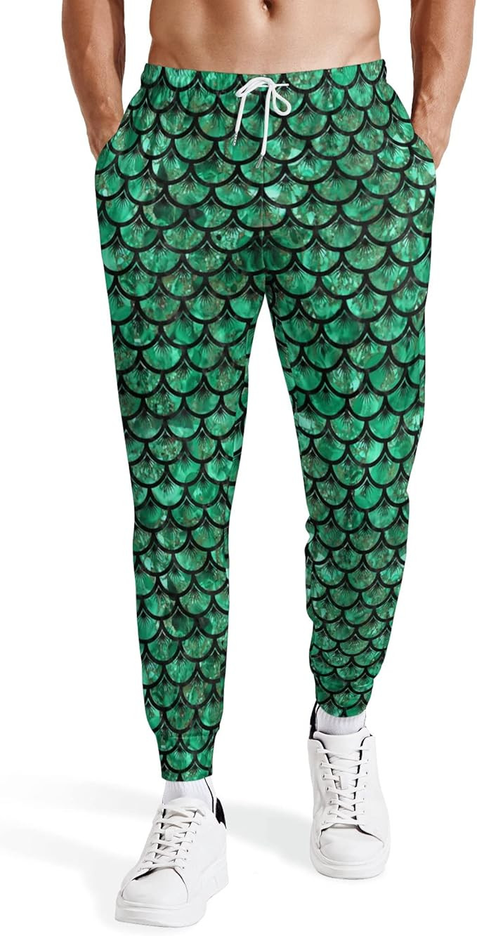 INZVKJLU Mermaid Sweatpants Scales for Men Printed Joggers Pant Drawstring Sports Pants | Amazon (US)