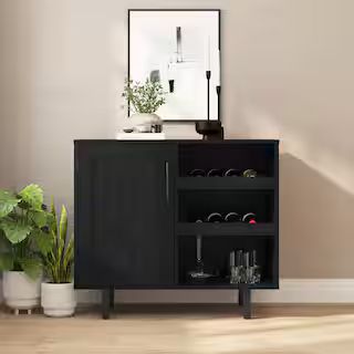 TAYLOR + LOGAN Black Bar Cabinet BA-528093-TAYLH - The Home Depot | The Home Depot