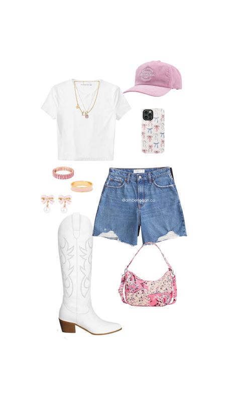 Abercrombie sale outfit idea! Code: DENIMAF 

Summer outfit idea, pink outfit, bow accessories, western cowboy cowgirl boots, denim shorts 

#LTKshoecrush #LTKstyletip #LTKitbag