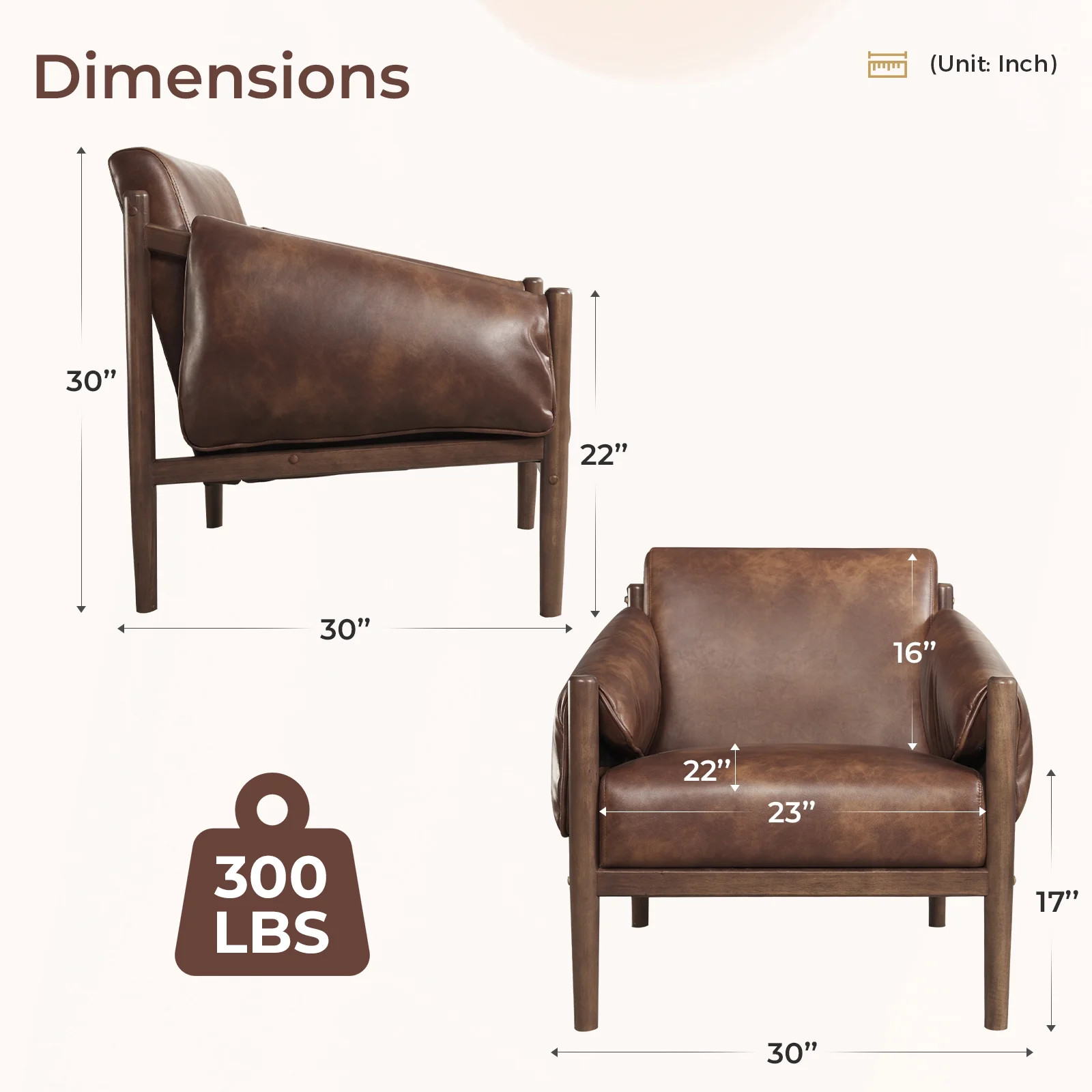 Ebello Mid Century Modern Accent Chair Soft Armrest Breathable Faux Leather Upholstered Armchair ... | Walmart (US)