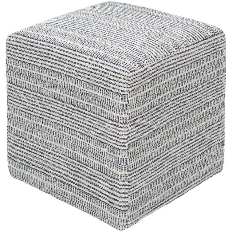 Gilbreath 16'' Wide Square Striped Pouf Ottoman | Wayfair North America