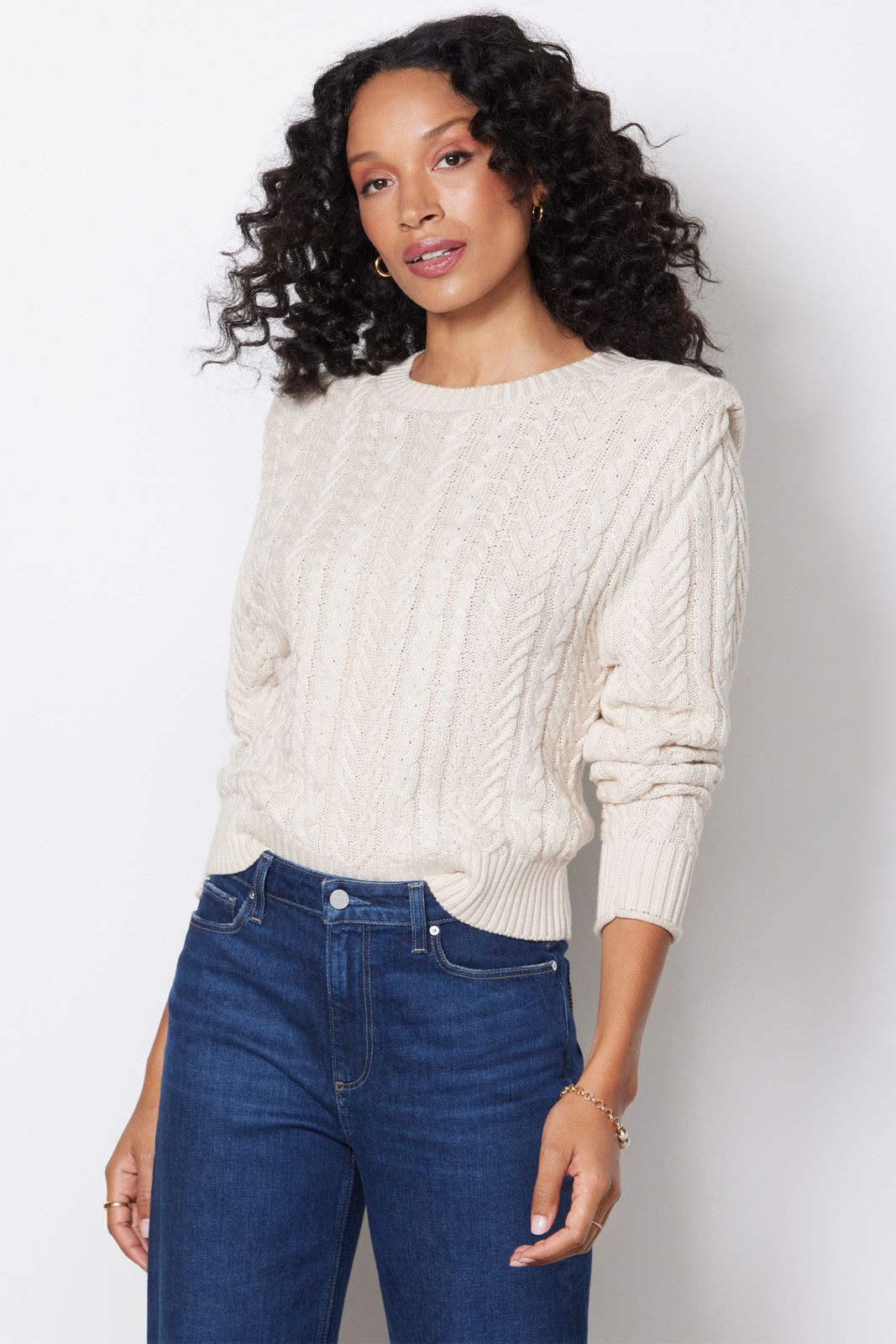 EVEREVE Alexis Strong Shoulder Cable Pullover | EVEREVE | Evereve