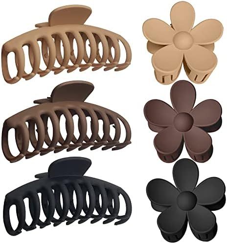 OWIIZI Large Claw Clips for Thick Hair Matte Big Hair Claw Clips Non-Slip Cute Claw Hair Clips Stron | Amazon (US)