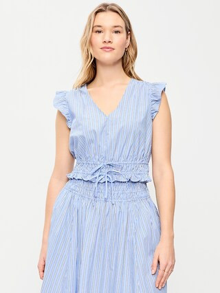 Flutter-Sleeve Poplin Top | Old Navy (US)