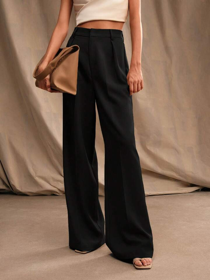 Anewsta Women's Plain Simple Daily Straight High-Waisted Pants | SHEIN