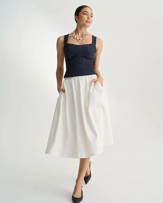 Women's A-line Midi Skirt in White size 4 | White House Black Market | White House Black Market