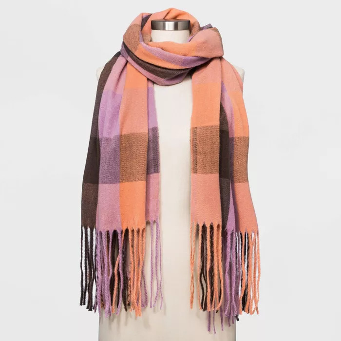 Women's Plaid Blanket Scarf - A New Day™ Pink | Target