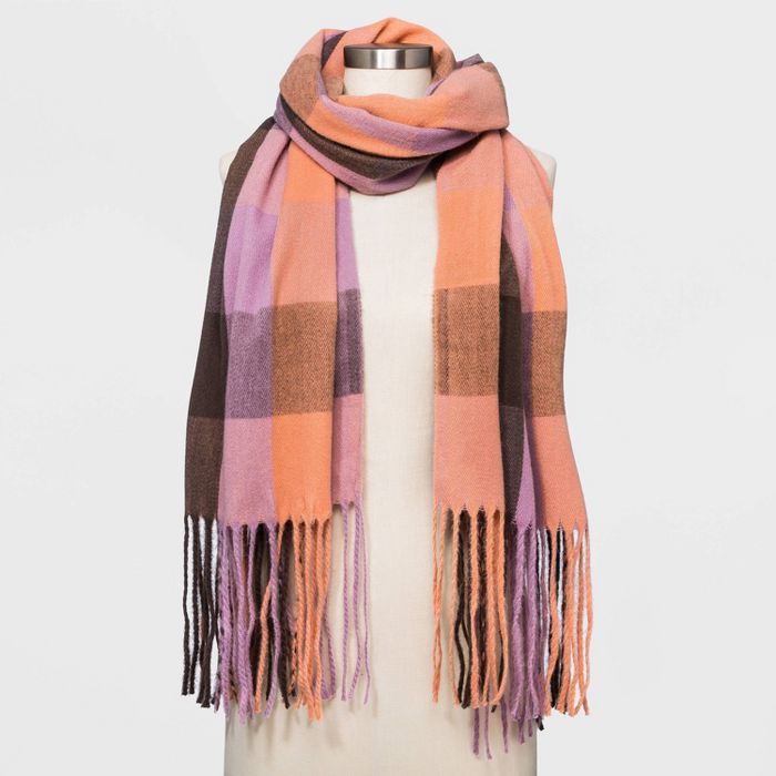 Women&#39;s Plaid Blanket Scarf - A New Day&#8482; Pink | Target