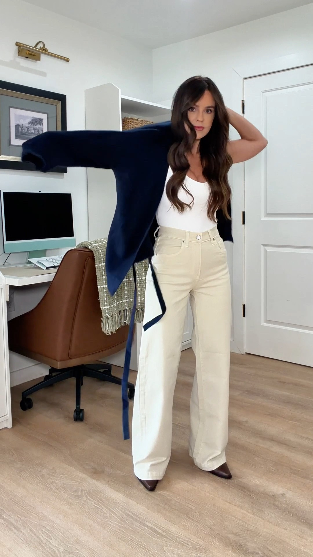 Amazon fall outfit that feels classic, polished and so easy to wear 🍂 The cream denim + fitted tank is such a good neutral base, and I love adding the navy cardigan for a little contrast. Finished it with sleek brown boots for an easy elevated fall look.

Amazon fall fashion, neutral fall outfit, Amazon cardigan, cream jeans, fall boots, classic fall style, petite friendly outfit, elevated everyday style, fall outfit ideas