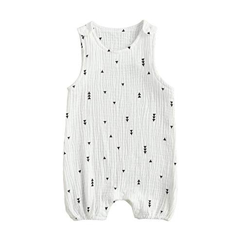 Infant Baby Girl Boy Cotton Linen Romper Sleeveless Cute Print Bodysuit Jumpsuit Playsuit Summer Outfit Clothes (Triangle, 18-24 Months) | Amazon (US)