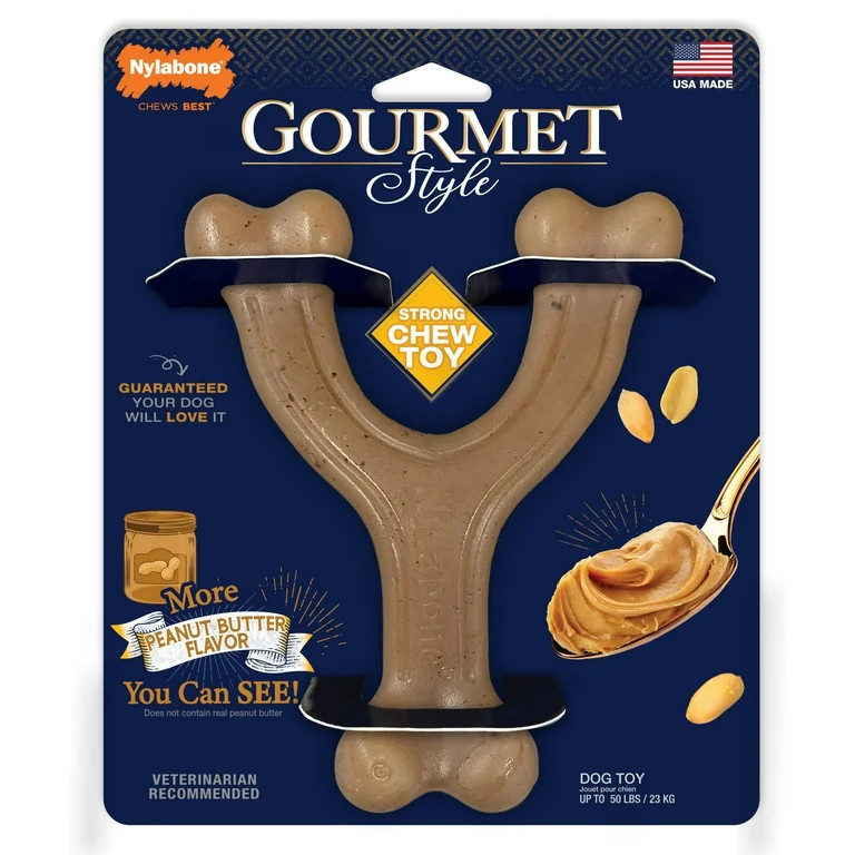 Nylabone Gourmet Style Nylon Strong Wishbone Dog Chew Toy Peanut Butter Large/Giant - up to 50 lb... | Walmart (US)