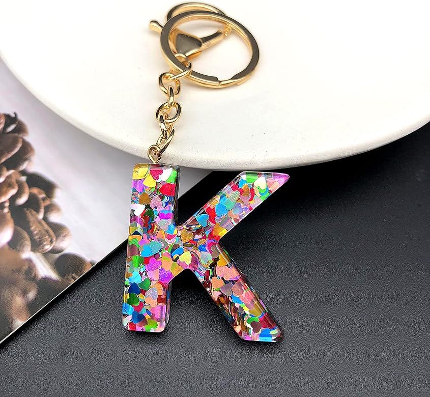 AXI Letter A-Z Keychain for Women Resin Alphabet Initial Letter Cute Crystals Pendant Keyring for Gi | Amazon (US)