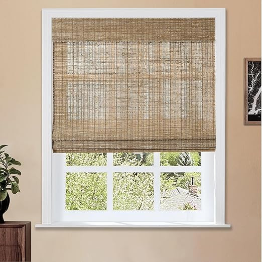 TWOPAGES Cordless Roman Shade for Door Window, Customized Natural Jute Woven Roman Shade Window T... | Amazon (US)