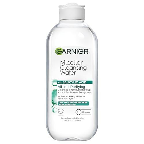 Garnier Micellar Water with Salicylic Acid, All-in-1 Mattifying Facial Cleanser and Makeup Remover for Oily and Acne Prone Skin, 13.5 Fl Oz | Amazon (US)