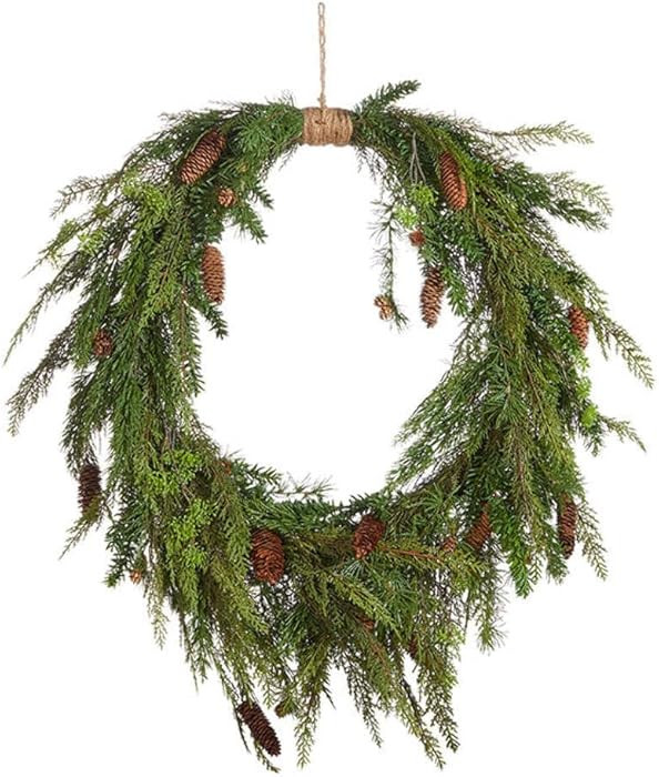 Raz 30" Real Feel Oval Cedar and Pinecone Christmas Wreath W4011591 | Amazon (US)