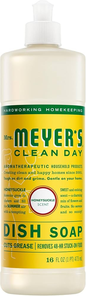 MRS. MEYER'S CLEAN DAY Liquid Dish Soap, Honeysuckle Scent, 16 Fl Oz Bottle | Amazon (US)