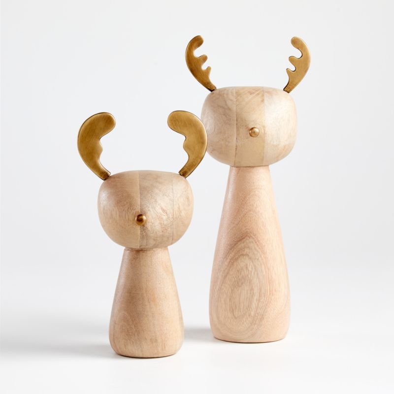 Mango Wood and Brass Reindeer | Crate and Barrel | Crate & Barrel