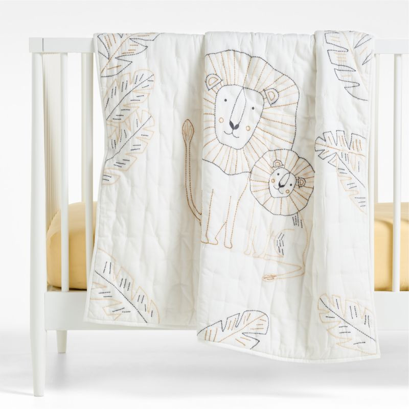 Jungle Lion Organic Cotton Baby Crib Quilt + Reviews | Crate & Kids | Crate & Barrel