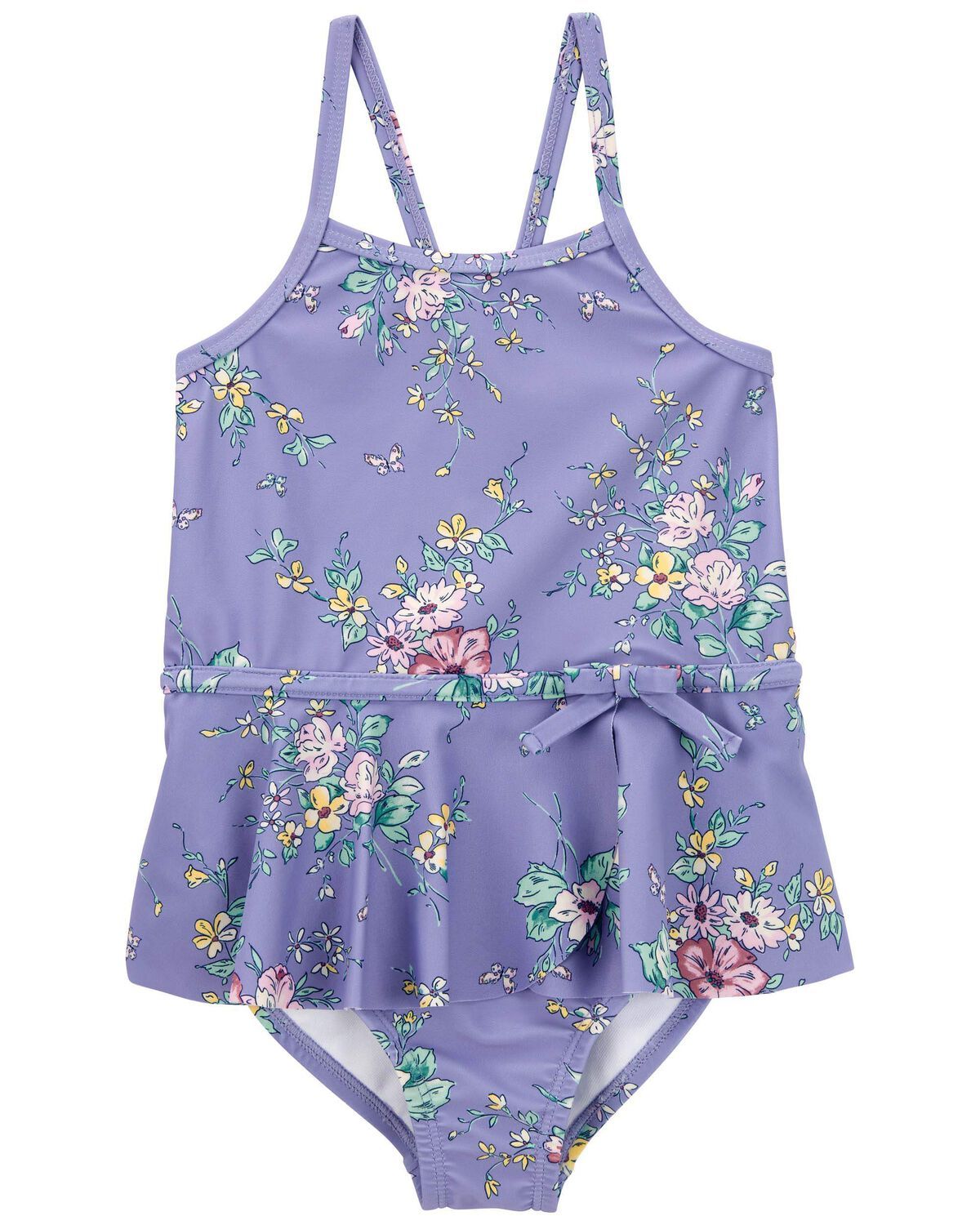 Purple Toddler 
Floral Print 1-Piece Ruffle Swimsuit
 | carters.com | Carter's