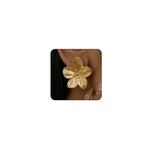 Big Gold Flower Earrings Chunky Gold Statement Earrings for Women Large Floral Flower Earrings Fancy Trendy Earring Chunky Jewelry | Amazon (US)