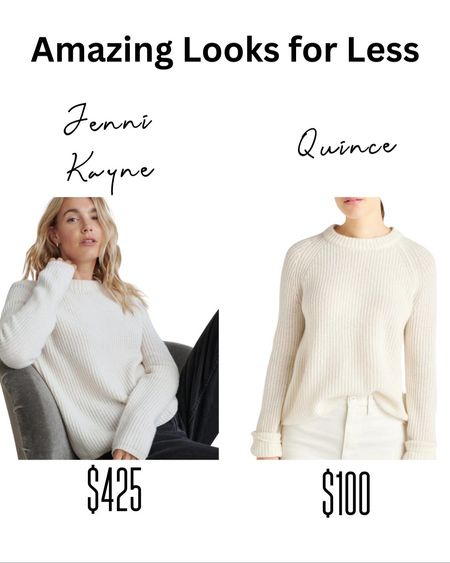 The Jenny Kayne cashmere fisherman sweater is what dreams are made of! A soft, cozy cloud of lightly ribbed cashmere cut in a classic crew neck style. But at $425, it’s out of reach for a lot of people.The Quince version is every bit as dreamy and luxe, but at $99.90, is less than a quarter of the cost.

#LTKfindsunder100 #LTKover40 #LTKSeasonal