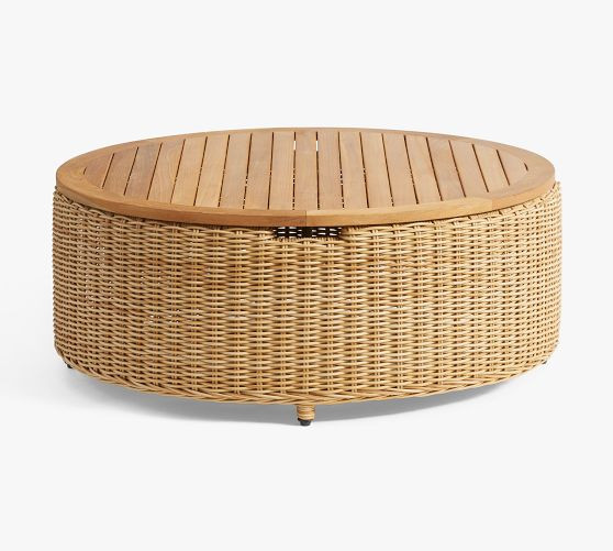 Westport Wicker Round Storage Outdoor Coffee Table (36") | Pottery Barn (US)