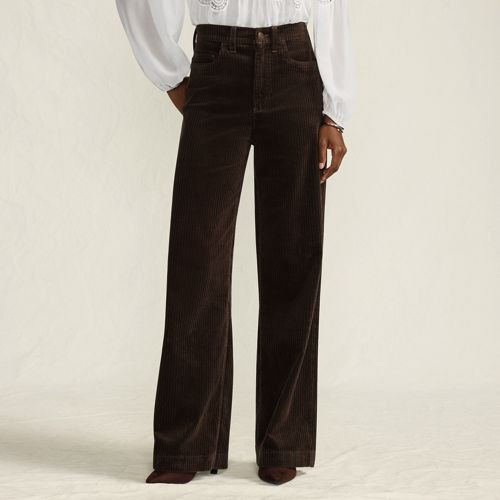 Women's High Rise Wide Leg Corduroy Pants - Lands' End - Brown - 10 | Lands' End (US)