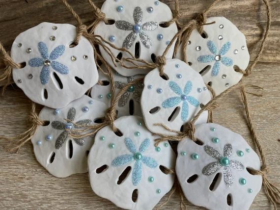 Read the full title
    Ornament set - sand dollar Christmas tree ornaments- set of 3 | Etsy (US)