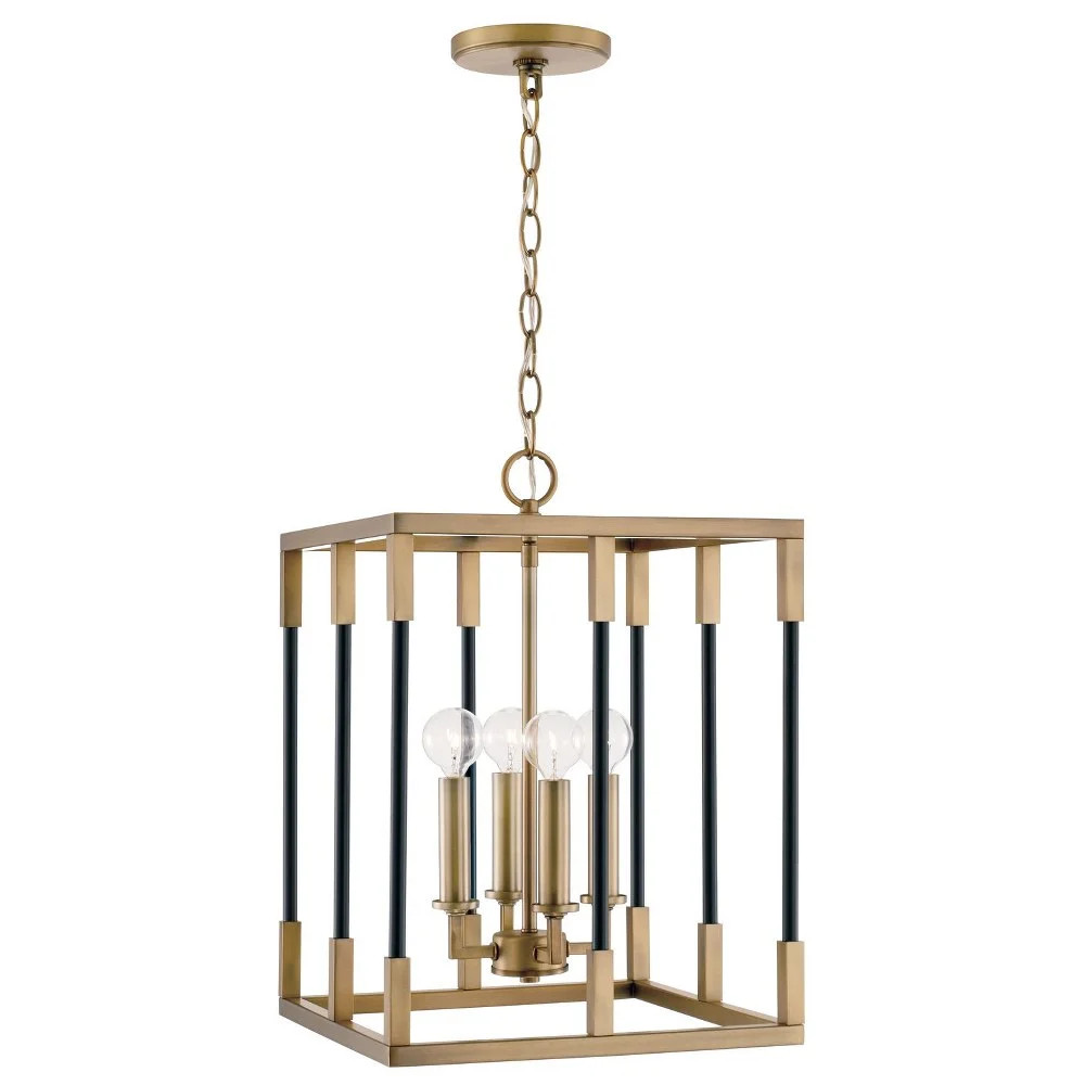 4 Light Foyer In Modern Style-18.25 Inches Tall And 13 Inches Wide-Aged Brass, Black Finish    -T... | Walmart (US)