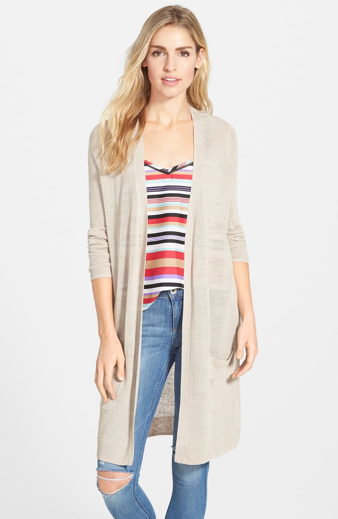 Long Linen Blend Cardigan | Nordstrom