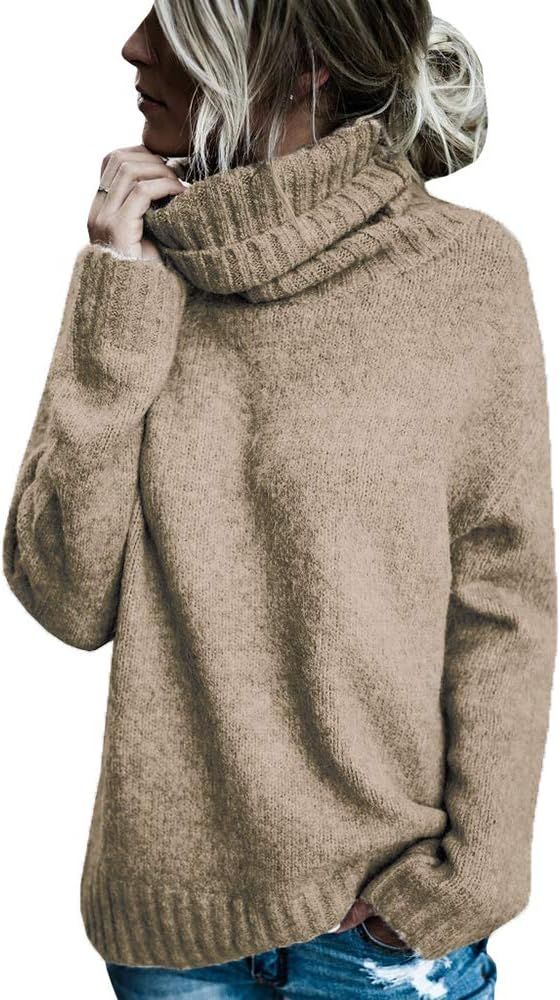 Sherrylily Womens Oversized Sweaters Turtleneck Batwing Sleeve Cable Knit Pullover Chunky Loose J... | Amazon (US)