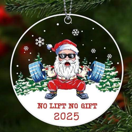 Santa Weight Lifting Ornament, Weightlifting Barbell Gym Ornaments for Christmas Tree, Funny Chri... | Amazon (US)
