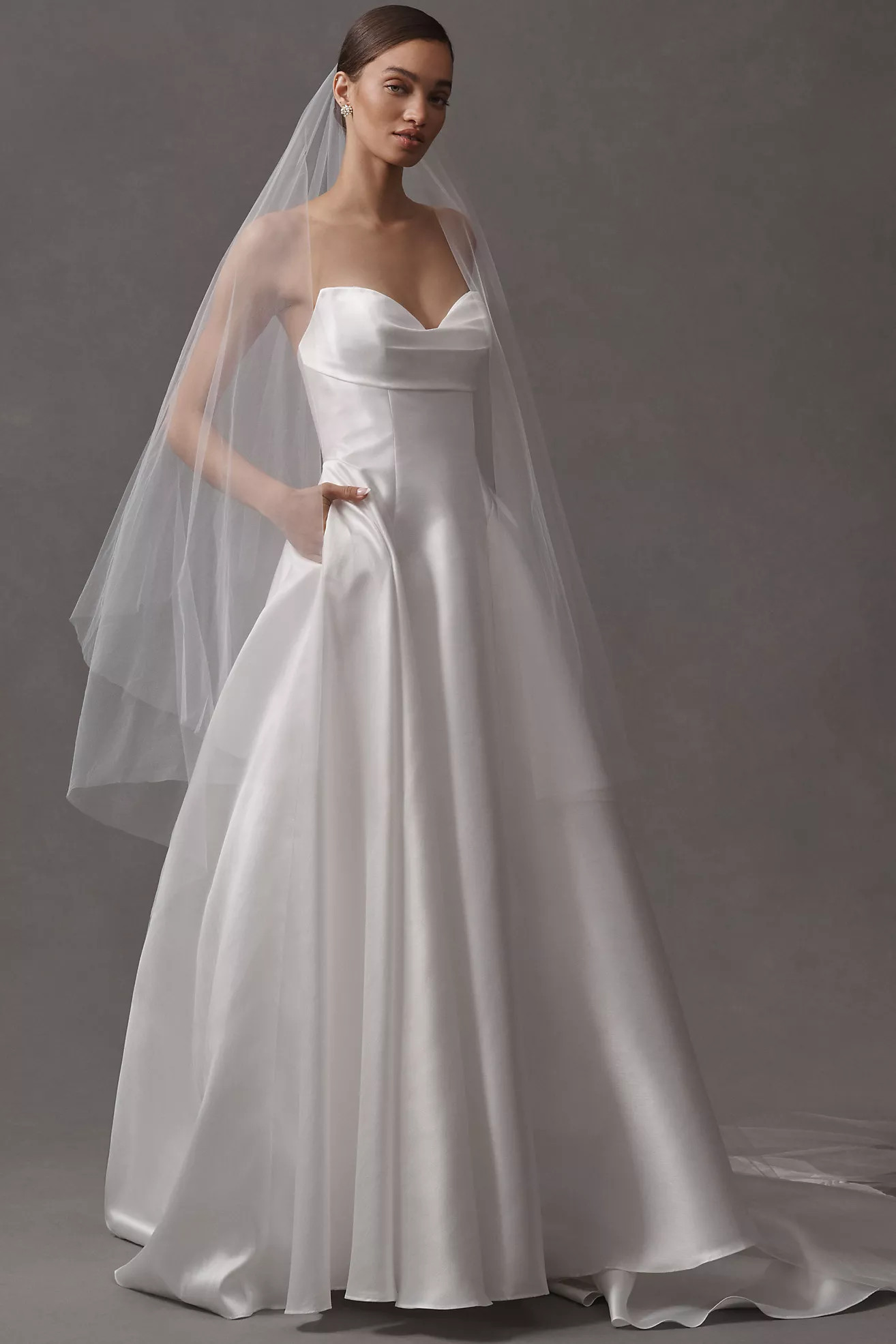 Jenny Yoo Romina Strapless Cowl-Neck A-Line Taffeta Wedding Gown | Anthropologie (US)
