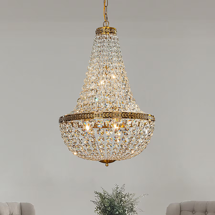 AloaDecor Lighting 4-Light Antique Gold French Country/Cottage Led Crystal Chandelier | Lowe's